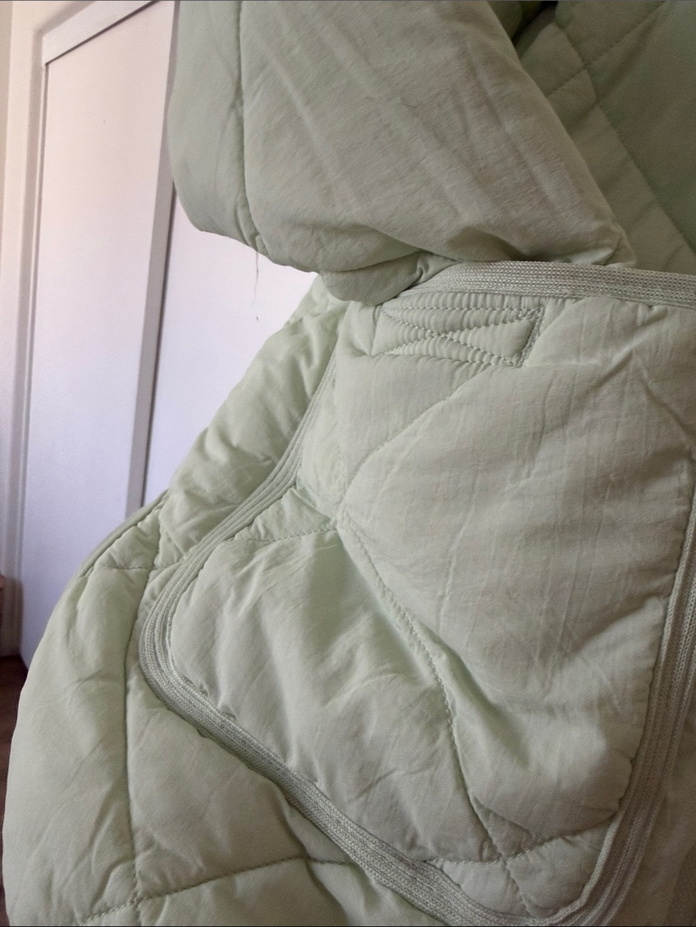 Free People Zip Up Packable Puffer in light mint - Picture 2 of 3
